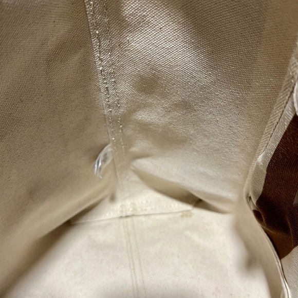 🔥🔥🔥Madewell Stripe Leather Canvas Large Tote Shoulder Bag - Picture 11 of 15